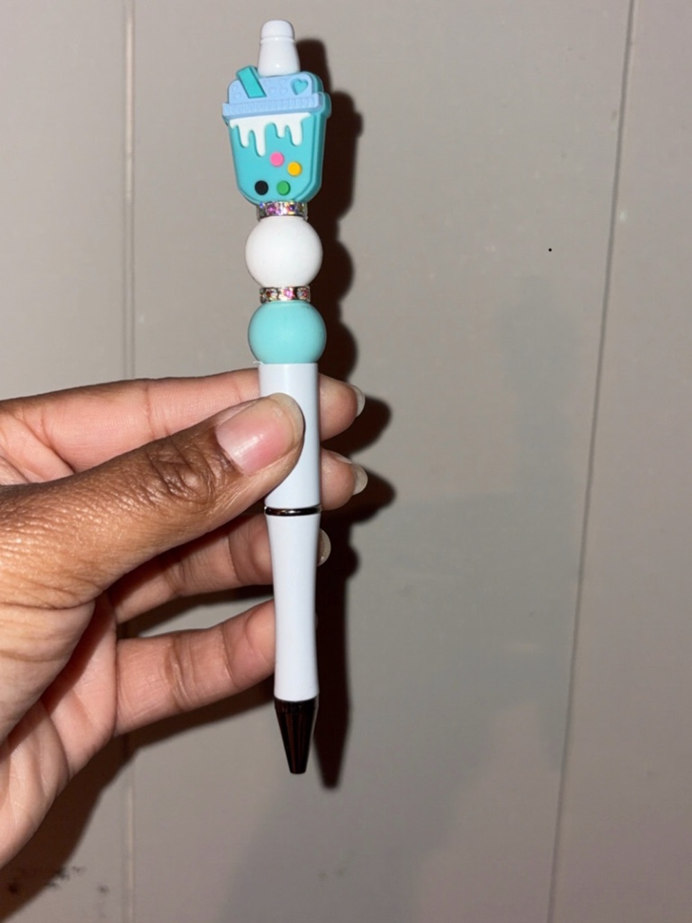 Cute White & Teal Bubble Tea Top Pen